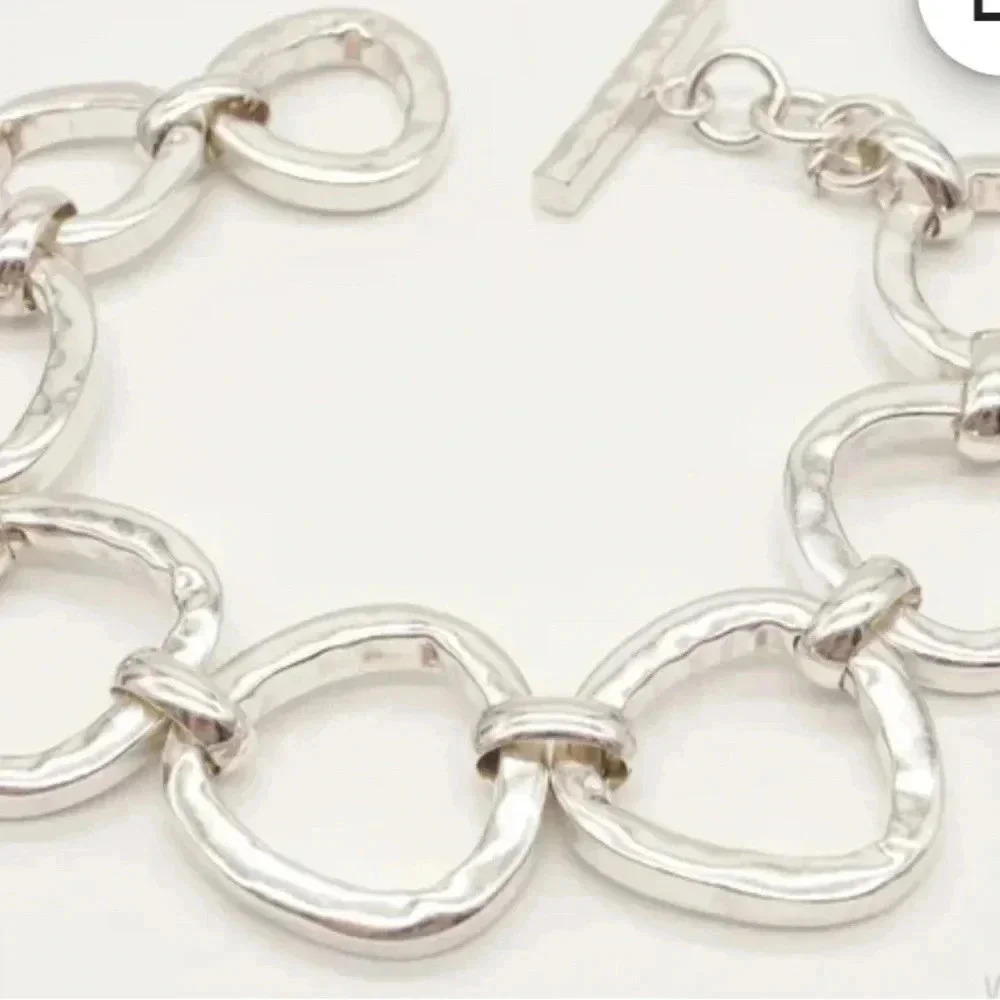Designer Silpada Hammered Sterling Silver Toggle  Bracelet